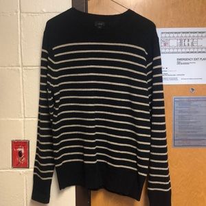 Lambswool J Crew Striped Sweater (Navy Blue)